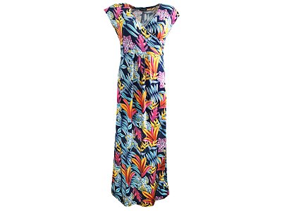 Barevné dlouhé letní šaty - vel.38